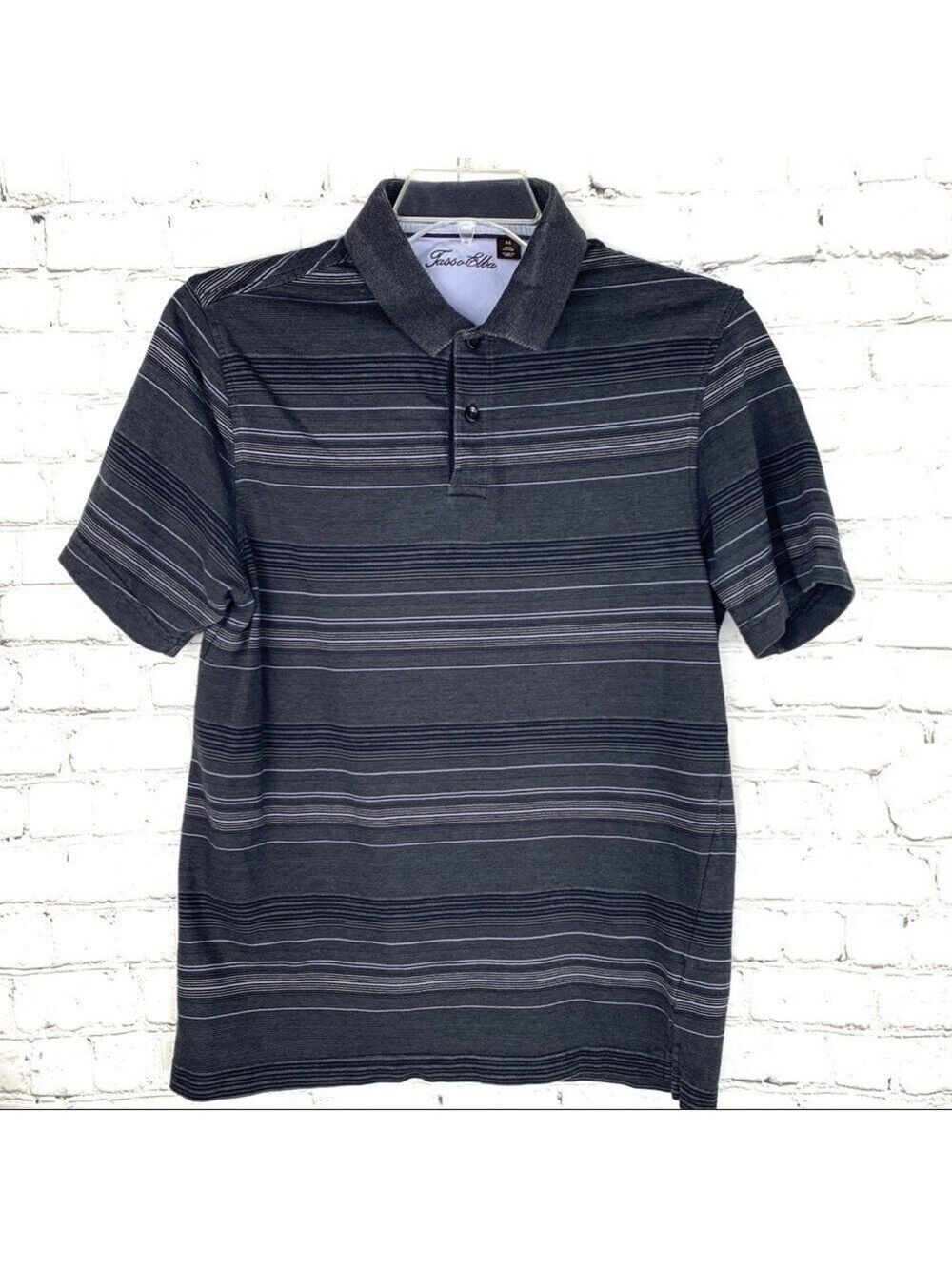 EUC-Tasso Elba Pattern, Textured, Striped, Short Sleeve, Golf Polo Shirt MD